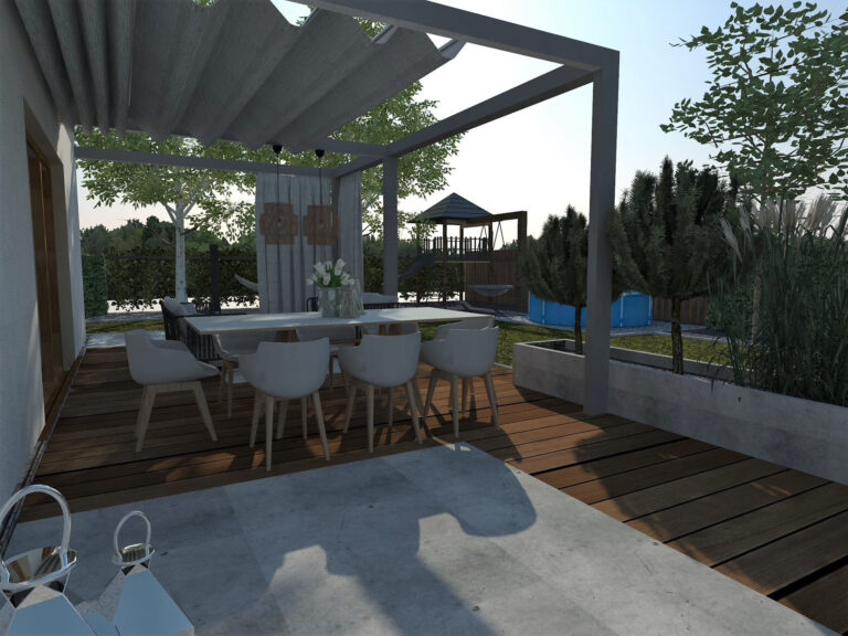 Projekt nowoczesnego ogrodu z basenem i tarasu – Galeria